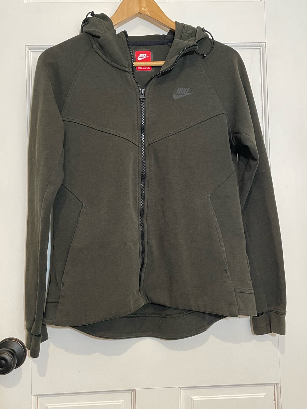 Nike Sportswear Tech Fleece Full Zip Hoodie Jacket Olive Green Women’s Large
